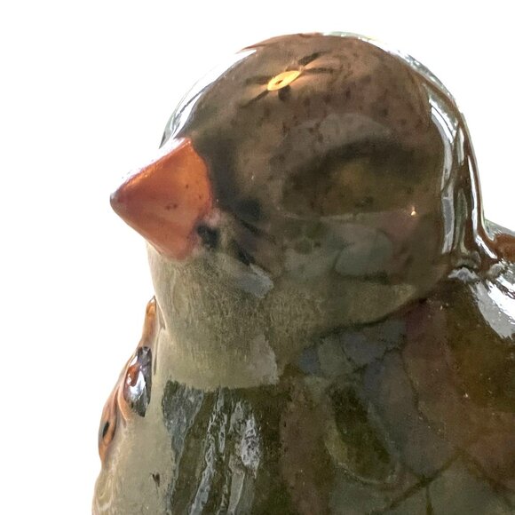 Handcrafted Ceramic Bird Sculpture With Intricate Floral Patterns - Earth Tones - Picture 2 of 12